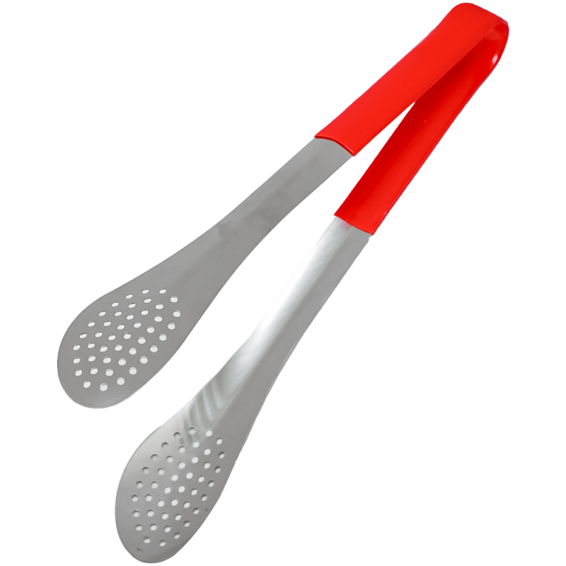 Cleste gratar inox maner silicon antiderapant 29cm rosu prindere sigura Adison